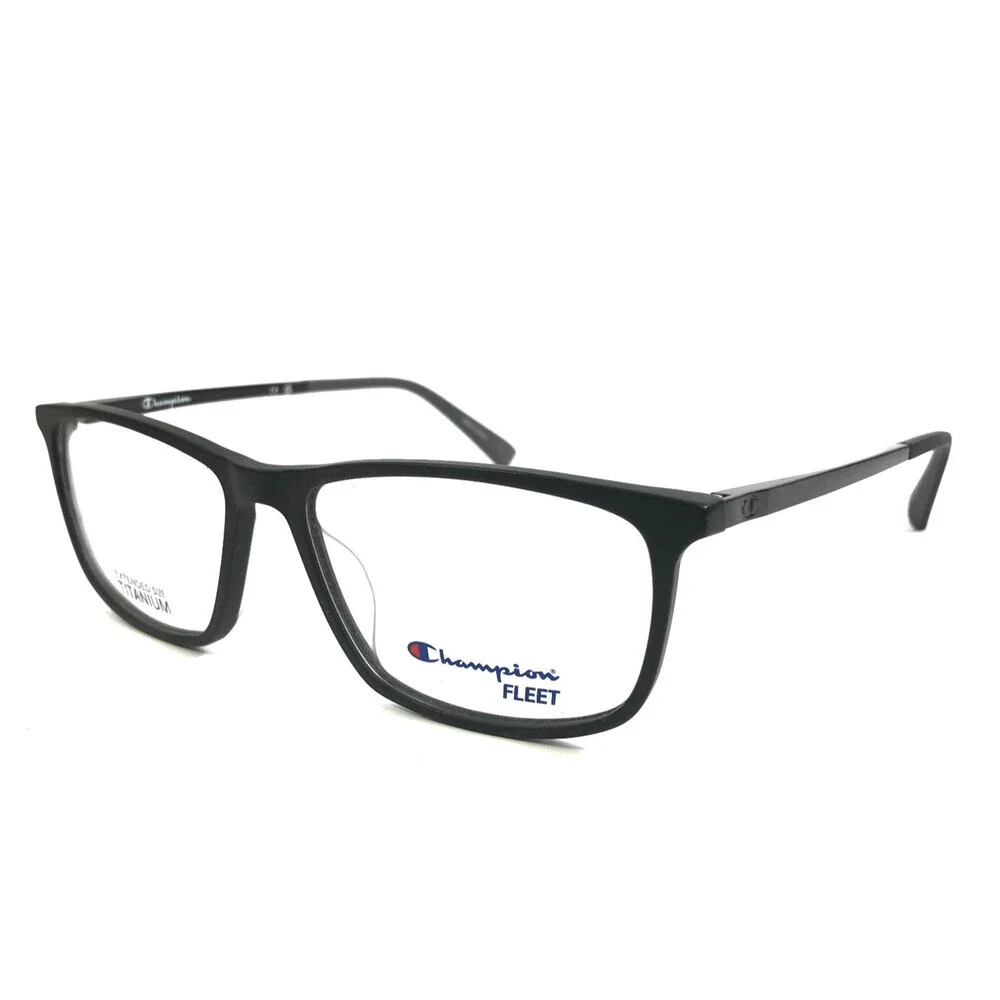 Champion Eyeglasses Frames FLEET CUFL4005 C01 Black Rectangle Full Rim 58-16-150
